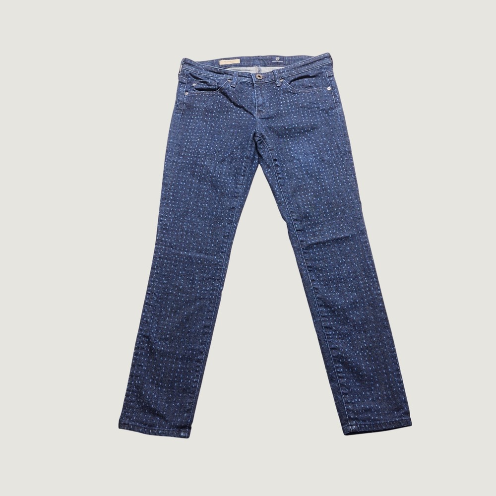 AG Adriano Goldschmied Stevie Ankle Jeans Womens‎ 28 Blue Excellent Dotted Slim